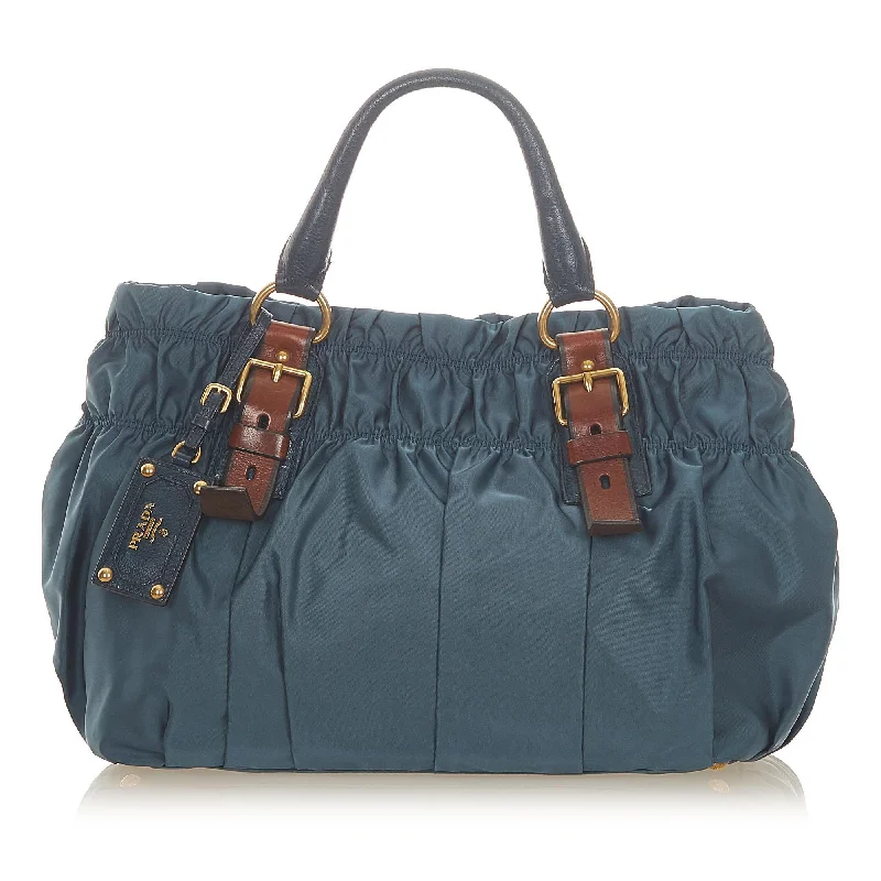 Ladies Prada Galleria bags with gold - toned hardware for a luxurious touchPrada Tessuto Gaufre Tote Bag (SHG-20351)