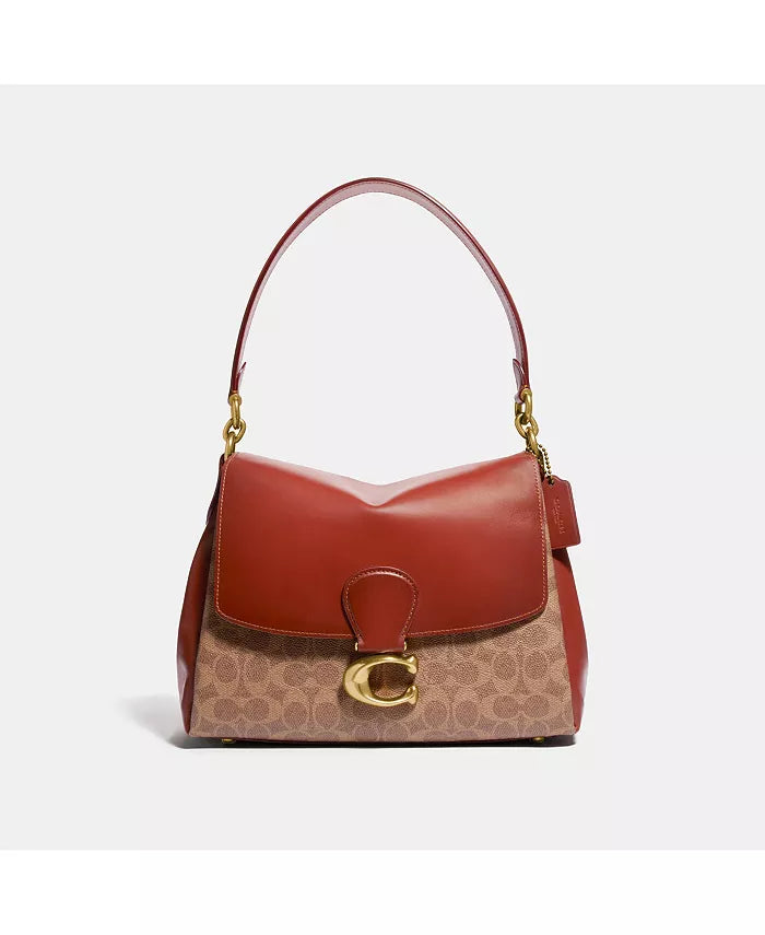 Coach Dempsey bags with a leather - wrapped drawstring for a luxurious feelCoach Coated Canvas Signature May Shoulder Bag