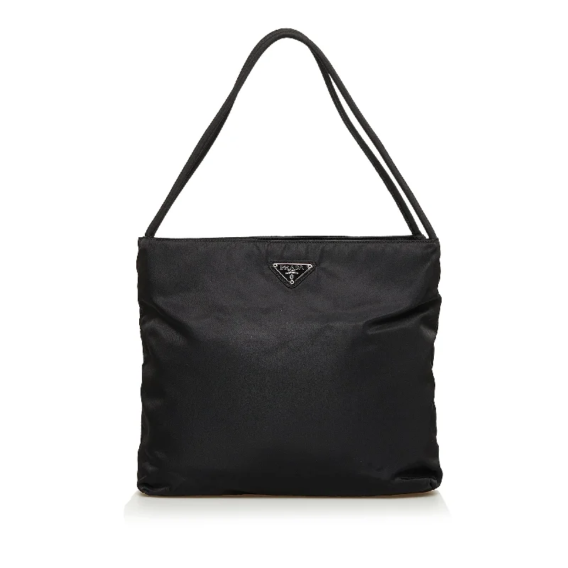 Prada nylon backpacks with a hidden back pocket for securityPrada Tessuto Shoulder Bag Black Nylon Canvas