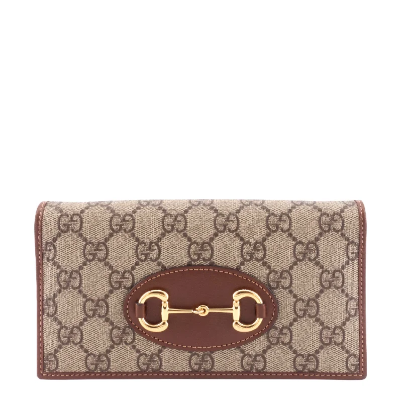 Women Gucci bags with a chain - link trim and a leather bodyHorsebit 1955 GG Supreme Canvas Wallet on Chain Bag