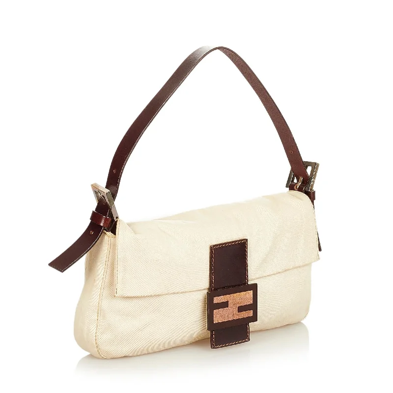 Small - sized Fendi crossbody bags in smooth calfskin leather for a compact and stylish carryFendi Cotton Mamma Baguette (SHG-26509)