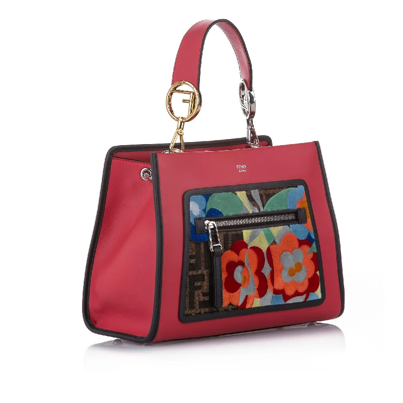 Fendi crossbody bags in a vibrant, neon color for a bold fashion statementFendi Embroidered Runaway Leather Satchel (SHG-22712)