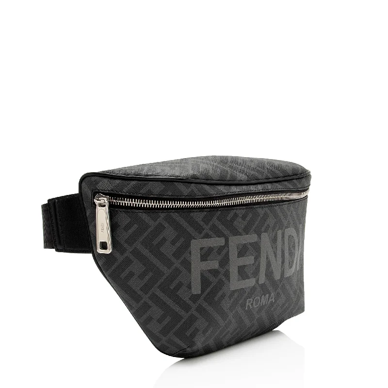 Fendi handbags with a holographic FF logo for a futuristic and trendy lookFendi Coated Canvas FF Belt Bag (SHF-AeWxPp)