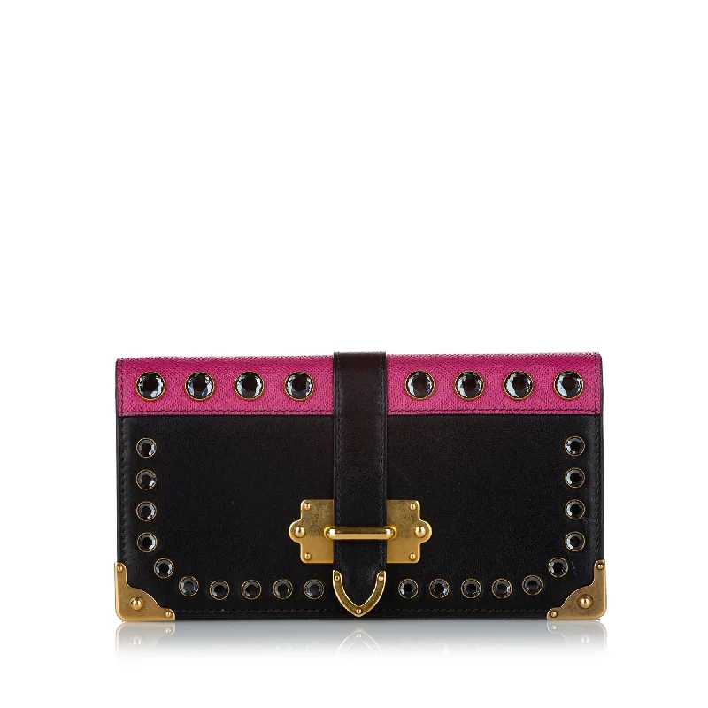 Prada Re - Edizione 2005 bags with a retro - inspired designPrada Mini Cahier Crossbody Bag Black Studded Leather