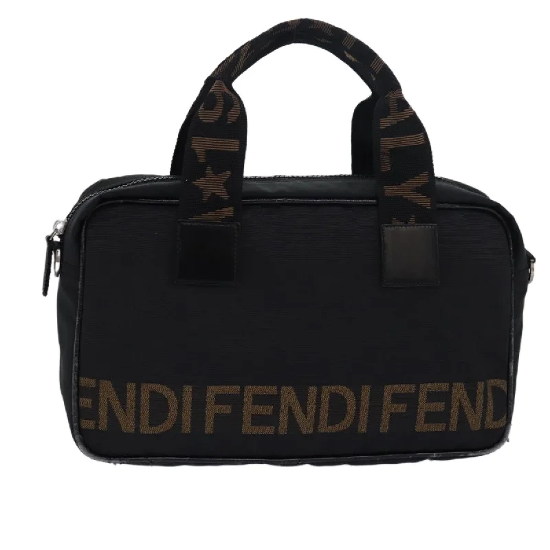 Fendi Baguette bags with a hand - embroidered floral design for a romantic and elegant touchFENDI Hand Bag Canvas Black Brown  bs15716