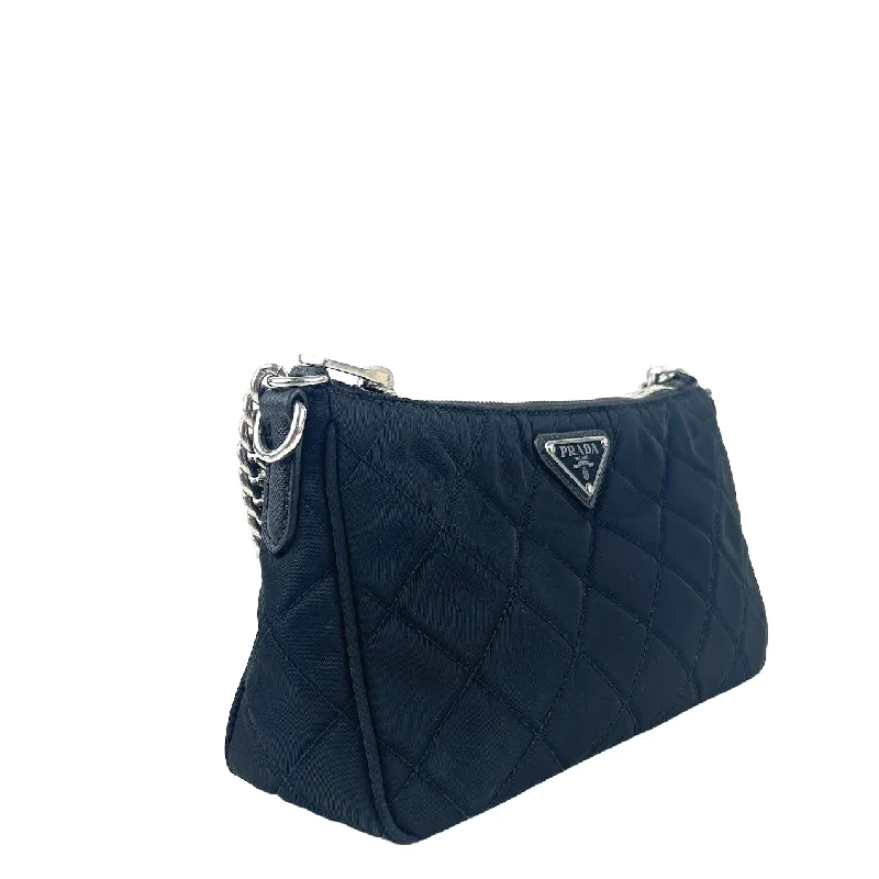 Prada handbags with a perforated leather detail for a unique and breathable designPRADA Tessuto Nylon Quilted Chain Crossbody-OUTLET FINAL SALE