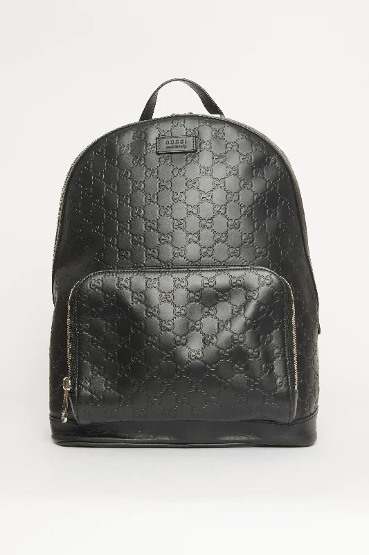 Gucci backpacks for women with a multi - pocket designGucci Black Large Guccissima Preowned Backpack