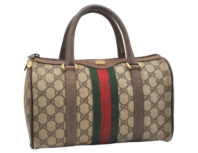 Ladies Gucci Dionysus bags in a pastel colorAuthentic GUCCI Web Sherry Line Hand Boston Bag GG PVC Leather Brown Junk 6901K