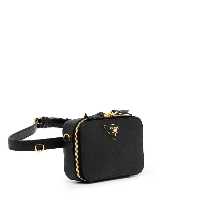 Prada Cleo bags with a snakeskin - effect panel for a bold and trendy lookPrada Belt Bag Black Saffiano