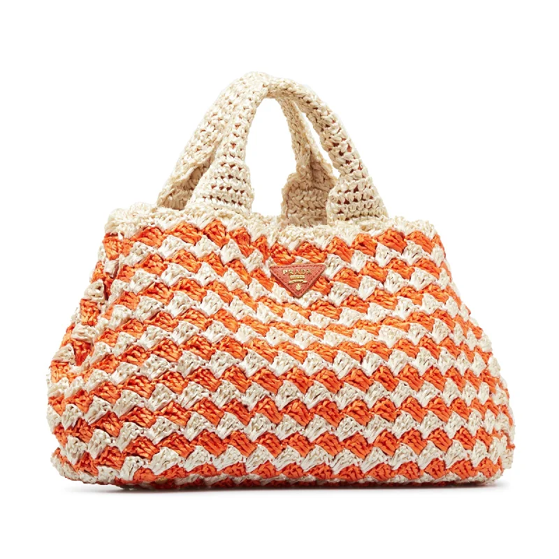 Ladies Prada shoulder bags with a tassel - adorned zipper for added charmPrada Tote Bag Multicolor Raffia