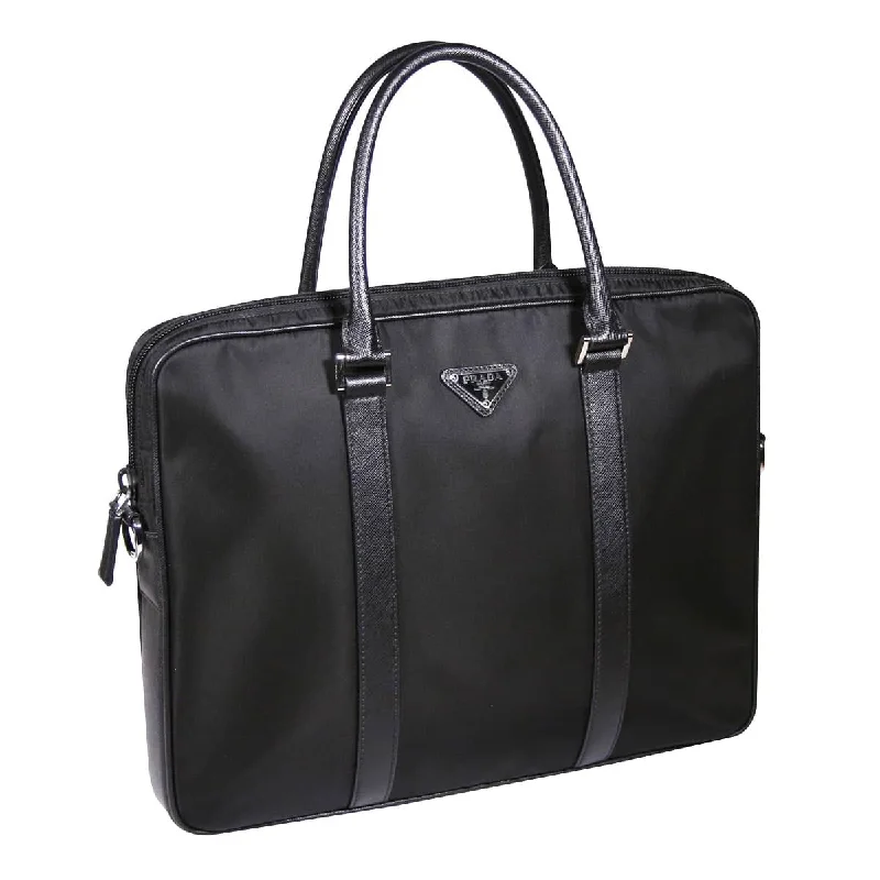 Prada Cahier bags with a leather - wrapped handle for a luxurious feelPrada Briefcase Black Nylon