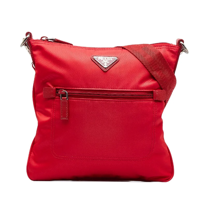 Prada Cleo bags with a contrast - colored interior for visual interestPrada Tessuto Red Nylon Canvas