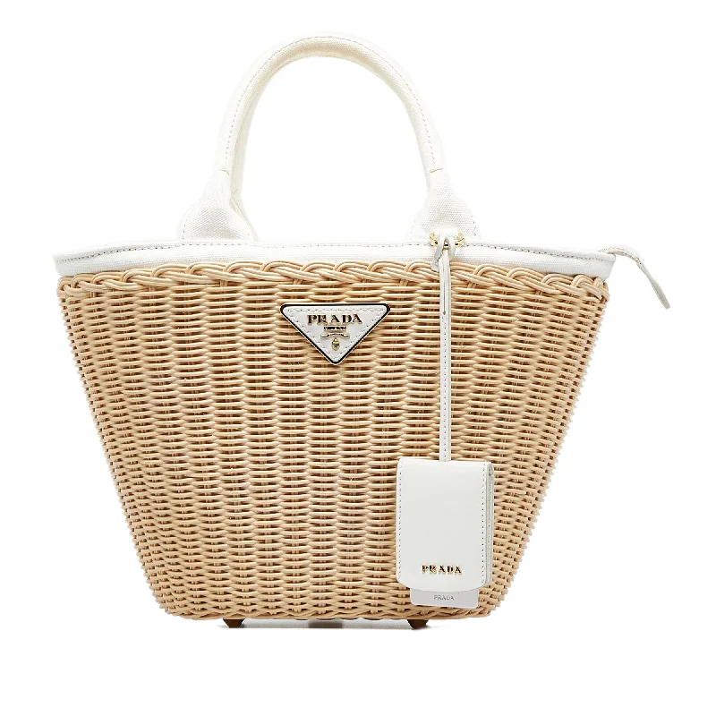 Prada bags with a back - zip pocket for storing valuables securelyPrada Midollino Brown Wicker