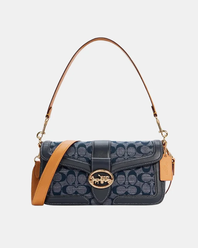 Coach Dempsey bags with a crystal - embellished C - logo for added luxuryCoach Georgie Shoulder Bag In Signature Chambray