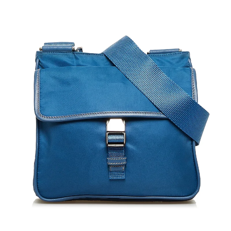 Prada handbags with a patent - leather finish for a shiny and sophisticated appearancePrada Tessuto Crossbody Bag Blue