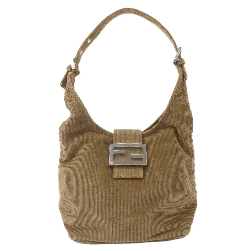 Fendi Baguette bags in a limited - edition colorway for a rare and exclusive lookFENDI Corduroy Shoulder Bag Hand Bag Khaki Brown