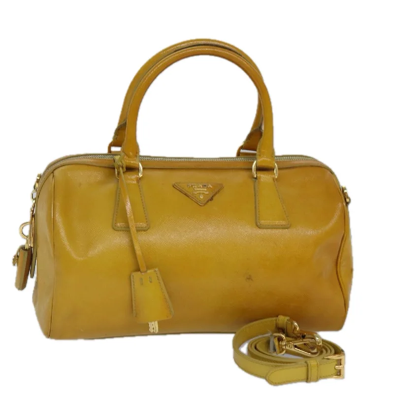 Prada handbags with a metal - framed clasp for durability and stylePRADA Saffiano Handbag