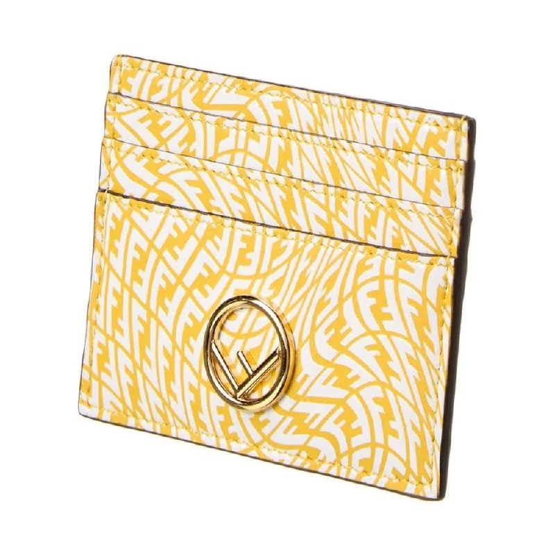 Fendi bags with a Bluetooth - enabled key finder for never losing keys againFendi F is Fendi Yellow Leather Vertigo Print Card Case Wallet 8M0445