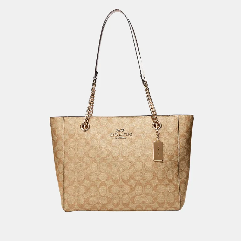 Coach bags with a detachable mirror inside for quick touch - upsCoach Cammie Chain Tote In Signature Canvas