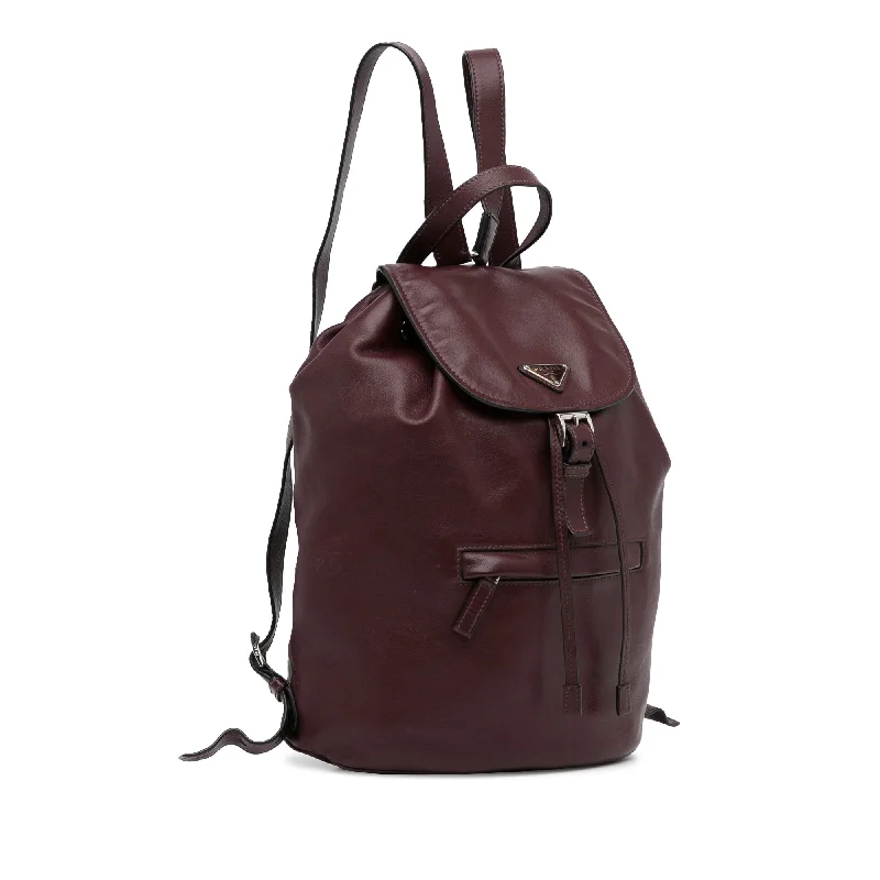 Prada Cahier bags with a monogram - embossed leather surfacePrada Glace Backpack Wine Red Calfskin