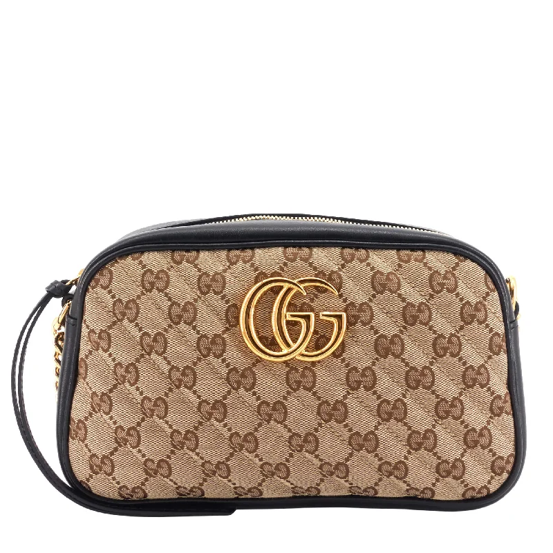 Women Gucci bags with a zippered interior pocketMarmont Small GG Canvas Chain Shoulder Bag