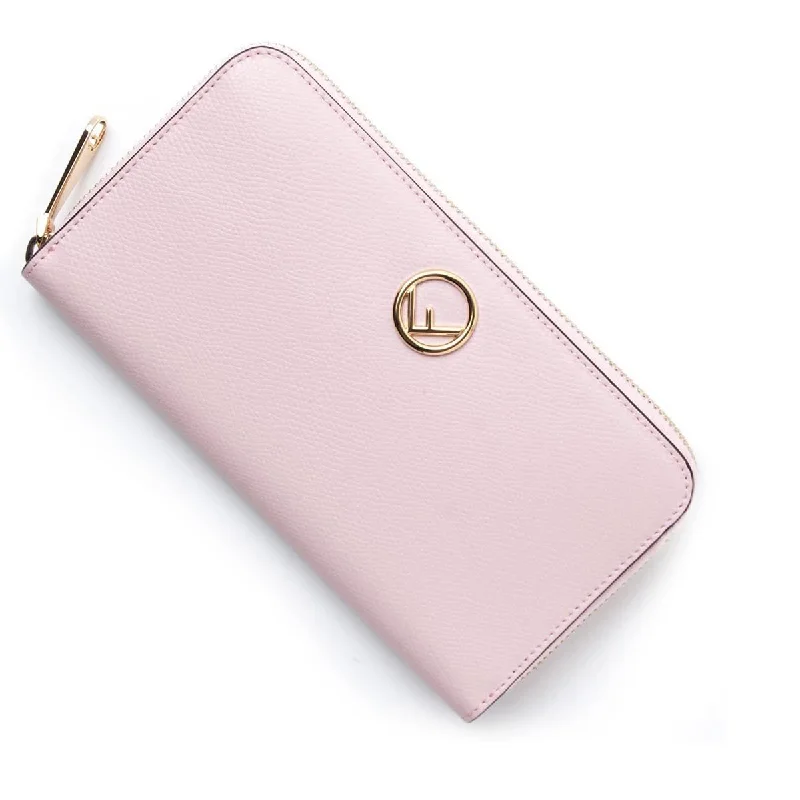 Fendi crossbody bags with a reflective strap for safety during low - light conditionsFendi F Is Fendi Peonia Pink Calfskin Leather Zip Around Long Wallet 8M0299