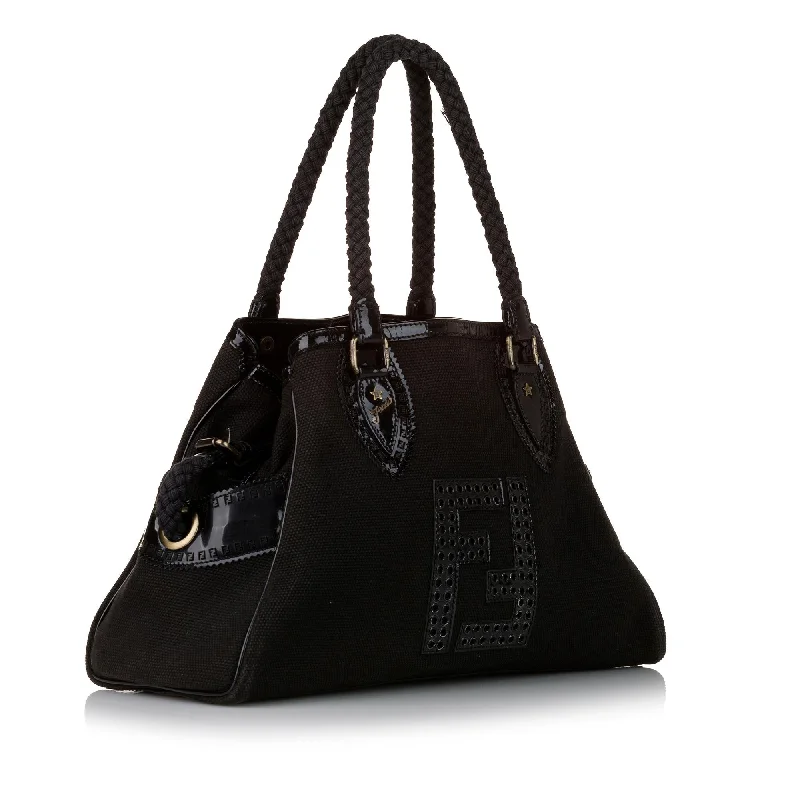 Fendi tote bags with a water - resistant lining for practicality during rainy daysFendi Etniko Canvas Tote Bag (SHG-32197)