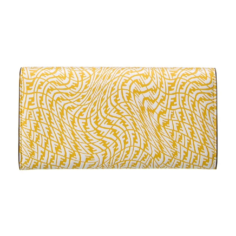 Fendi crossbody bags with a detachable wallet on chain for a hands - free wallet optionFendi F is Fendi Yellow Leather Vertigo Print Long Wallet 8M0251