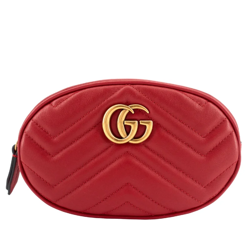 Women Gucci bags with a magnetic snap closure for easy accessGG Marmont Calfskin Leather Belt Bag