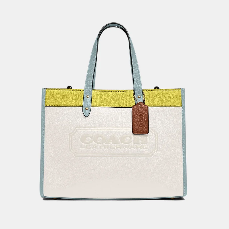 Coach bags with a patent - leather finish for a shiny and sophisticated appearanceCoach Field Tote 30 In Colorblock With Coach Badge