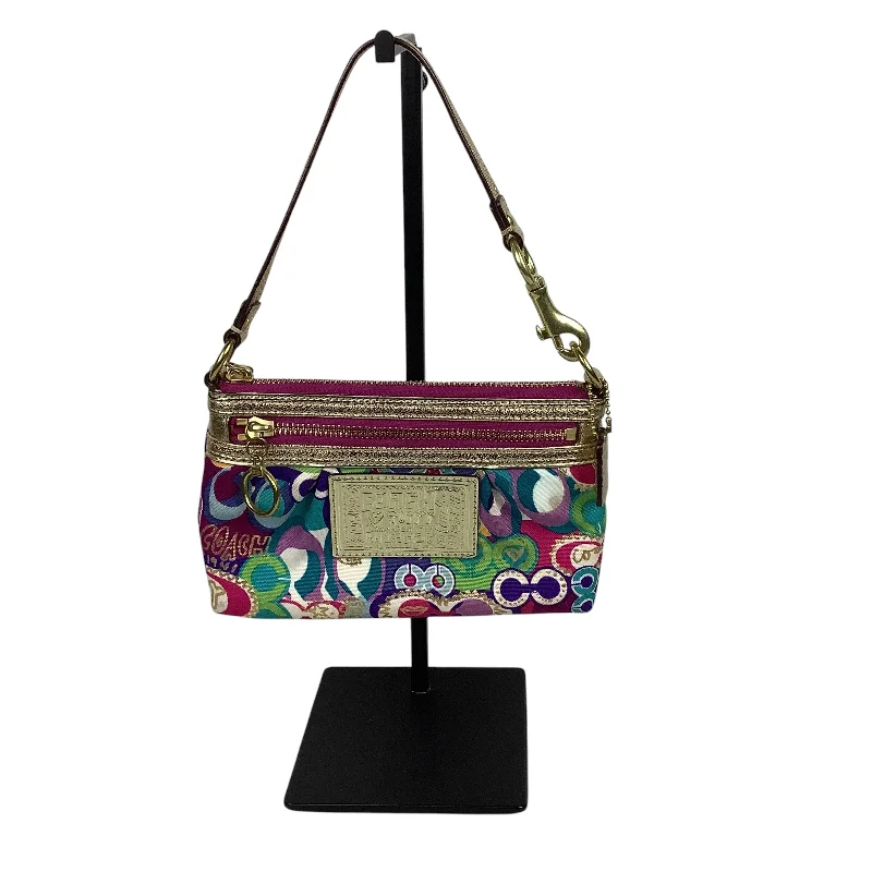 Ladies Coach shoulder bags with a tassel - decorated zipper for added charmWristlet Designer By Coach, Size: Small