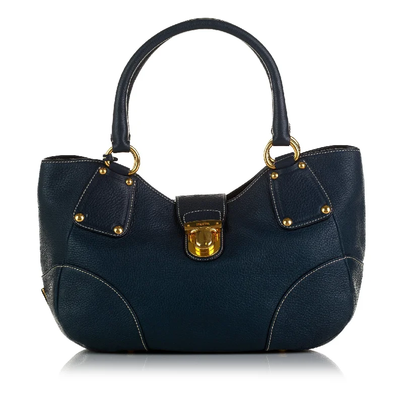 Ladies Prada Re - Edizione 2005 bags with a star - shaped charm for a playful touchPrada Handbag Blue Vitello Daino