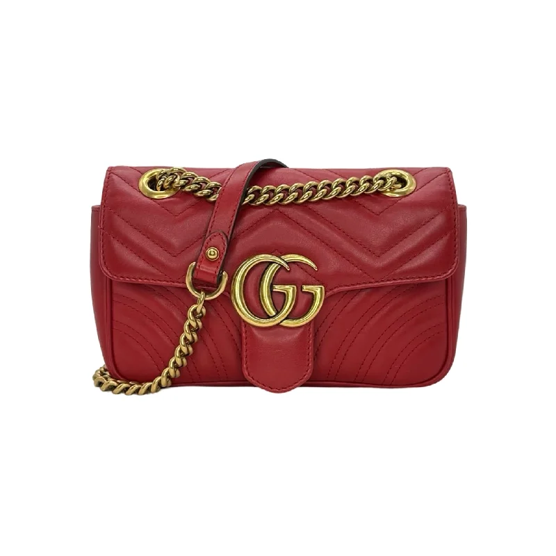 Gucci tote bags for women with a double - handle designGUCCI: Quilted Leather GG Small Marmont