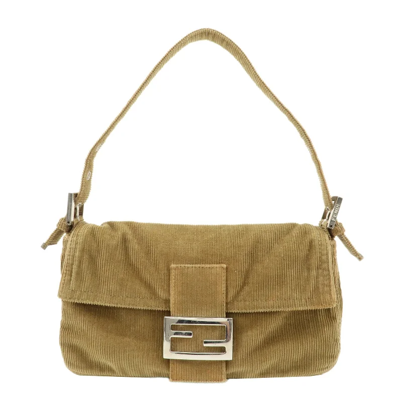 Fendi Sunshine Shopper bags with a contrast - stitched handle for a unique and stylish lookFENDI Corduroy Mamma Bucket Shoulder Bag Brown 26424