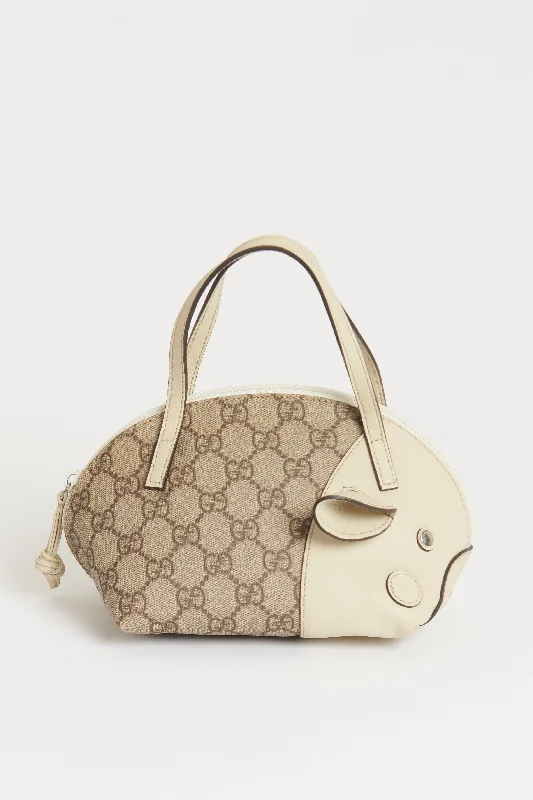 Ladies Gucci Dionysus bags with a detachable shoulder strapTaupe GG Supreme Preowned Top Handle Mini Bag