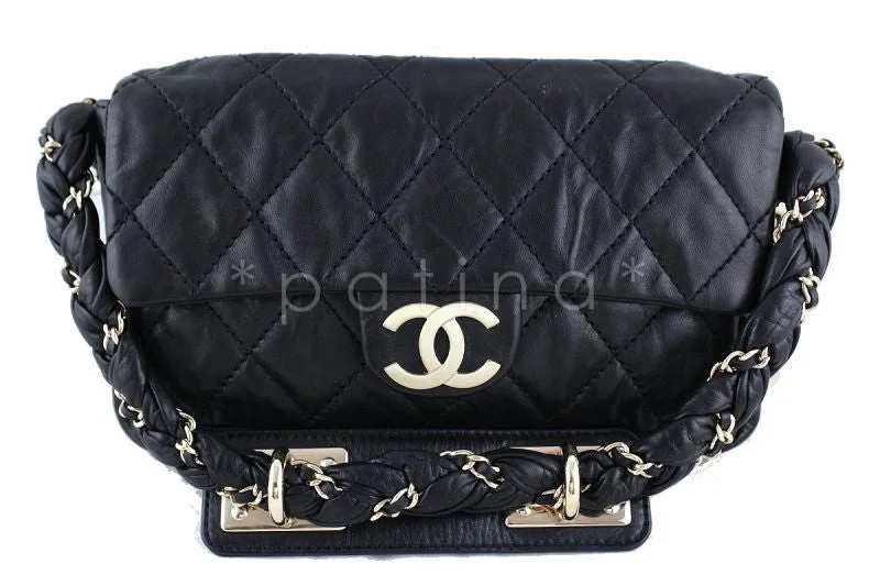 Chanel Lightweight Handbag for Daily ErrandsChanel 10in. Black Lambskin Lady Braid Flap Bag