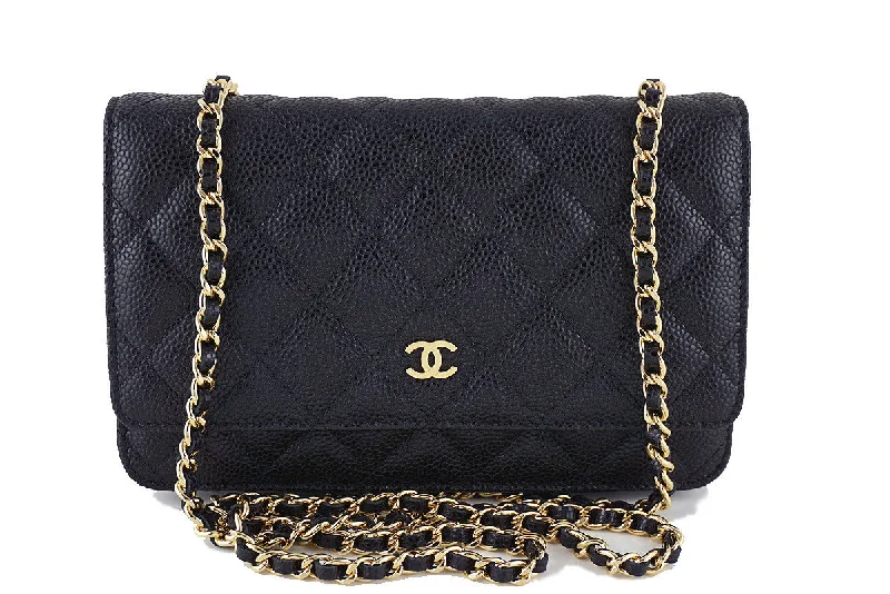 Chanel Small Crossbody Bag for TravelChanel Black Caviar Classic Quilted WOC Wallet on Chain Flap Bag