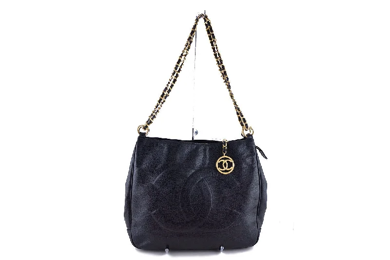 Chanel Limited Edition Handbag for CollectorsChanel Black Caviar Logo Hobo Shoulder Bag