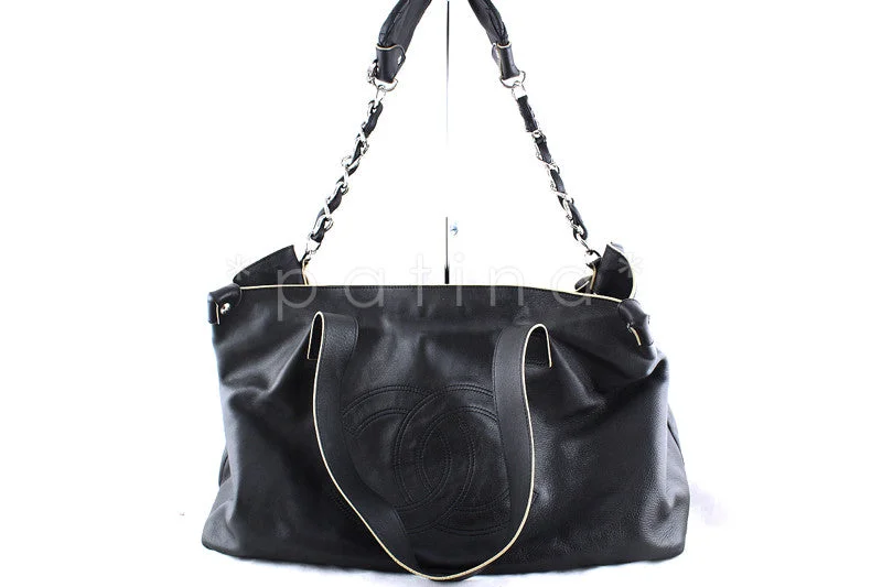 Chanel All - Match Handbag for Versatile StylingChanel Black Jumbo Purse-Charm Edgy Logo Tote Bag