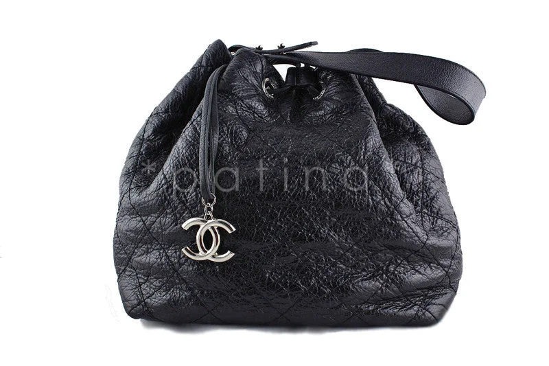 Chanel Quilted Leather Shoulder Bag for FashionistasChanel Black On the Road Large Drawstring Tote Bag