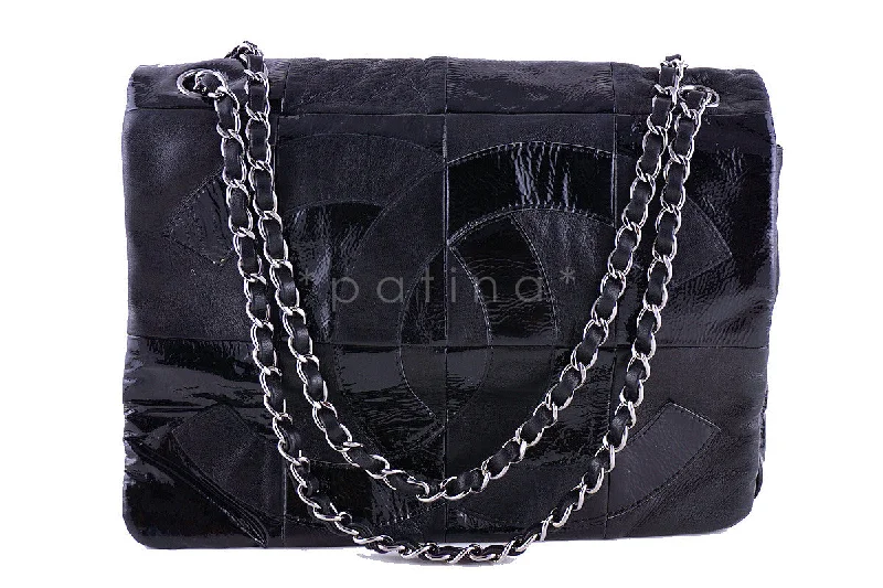 Chanel New Arrival Handbag with Gold HardwareChanel Black Patent Brooklyn Patchwork Flap  Bag