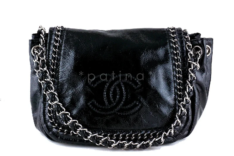 Chanel Lightweight Handbag for Daily ErrandsChanel Black Patent Luxury Ligne Jumbo Flap Bag