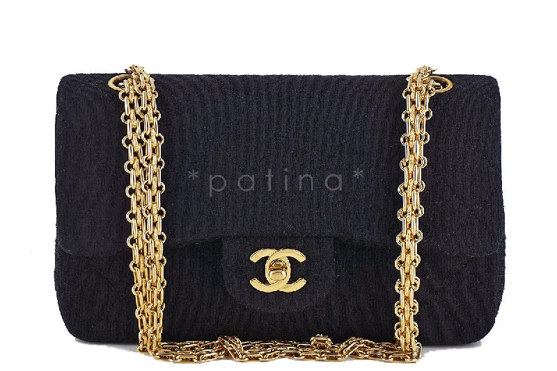 Chanel Classic Flap Bag for Evening PartyChanel Black Quilted Jersey Classic 2.55 Medium Double Flap Bag