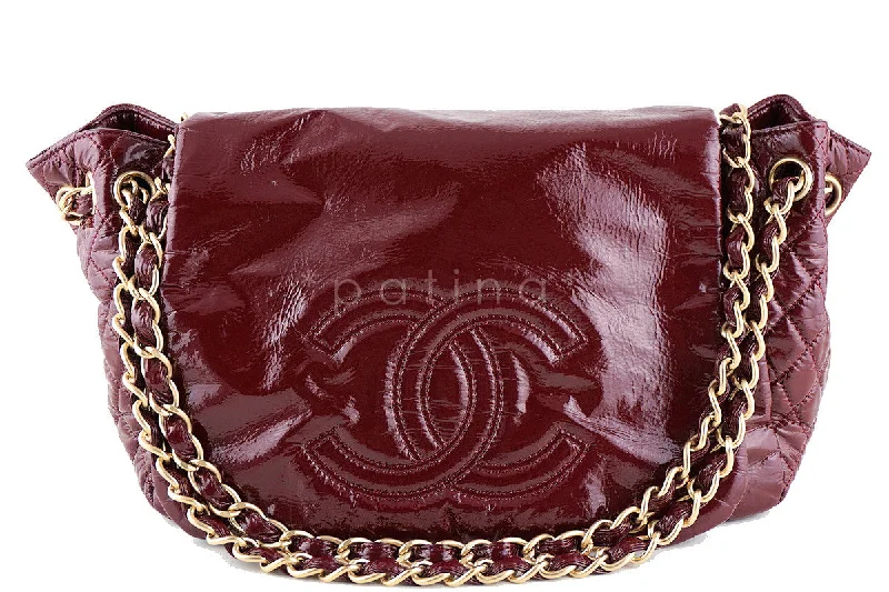 Chanel Quilted Leather Shoulder Bag for FashionistasChanel Bourdeaux Jumbo Patent Rock & Chain Flap Bag