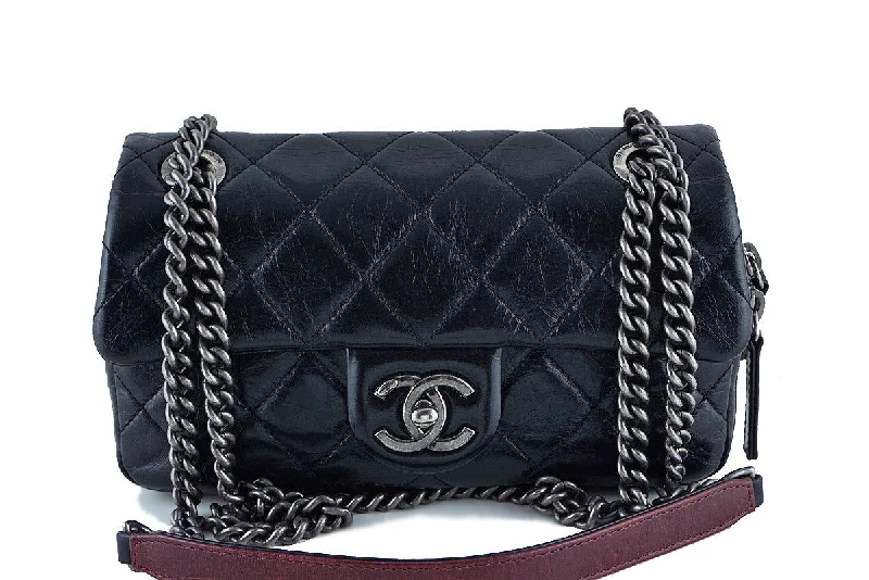 Chanel Chain Strap Handbag for Everyday UseChanel Easy Classic Mini Flap, Black Glazed Calfskin Crossbody Bag