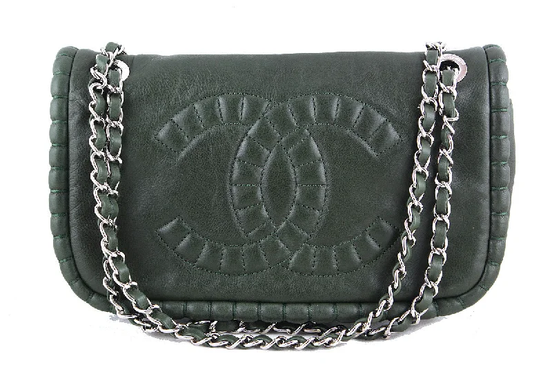 Chanel Limited Edition Handbag for CollectorsChanel Forest Green Flap, On the Bund Logo Bag