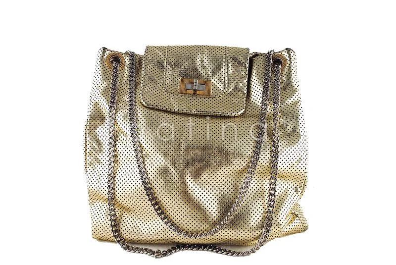 Chanel Limited Edition Handbag for CollectorsChanel Gold Perforated Jumbo Drill Reissue Flap Tote Bag