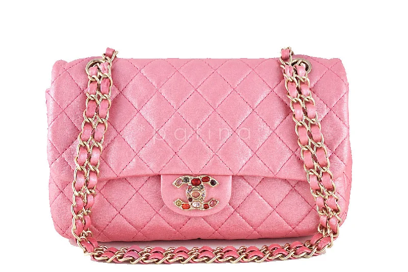 Chanel Designer Handbag with Unique DesignChanel Limited Pearl Pink Precious Jewel Classic Flap Bag