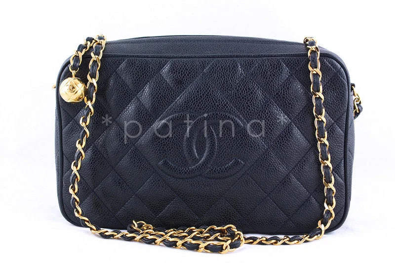 Chanel New Arrival Handbag with Gold HardwareChanel Navy Caviar Classic Quilted Camera Case Bag