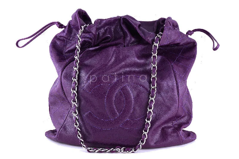 Chanel Small Crossbody Bag for TravelChanel Violet Soft Caviar Large Logo Tote Bag